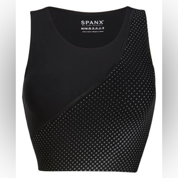 Spanx Reflective Slim Fit Crop Top EUC Size L Black - Picture 1 of 11